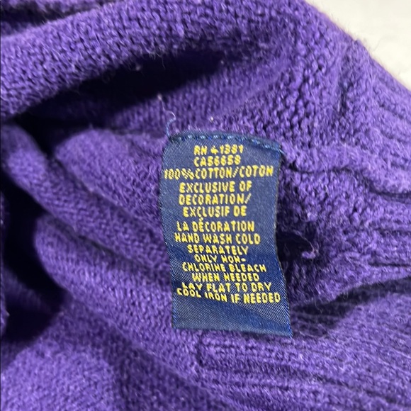 Polo Ralph Lauren Purple XL Turtleneck Sweater With Three Buttons - Picture 13 of 13